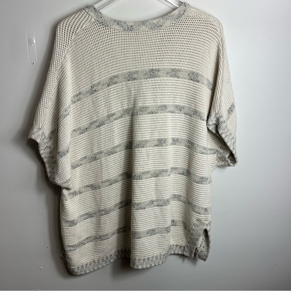 VINCE Popover White Knit Stripe Speckle Sweater Boxy Tunic Top sz.XS - Picture 3 of 3